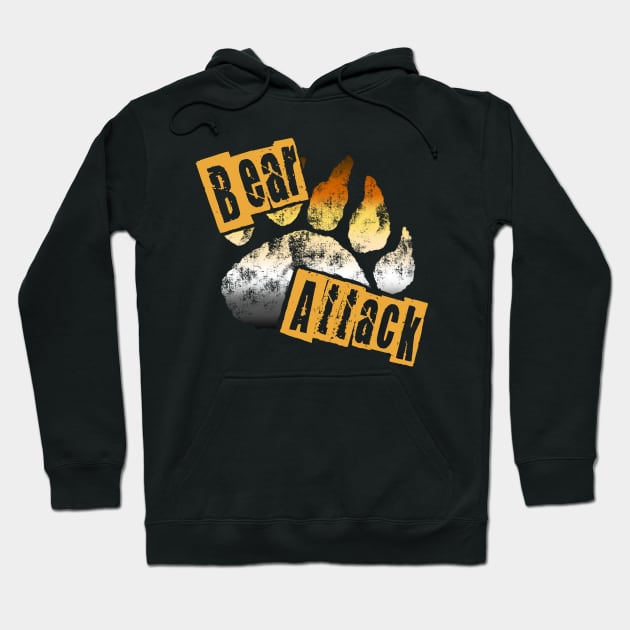 Bear Attack Gay Bear Pride Flag and Paw Hoodie by ksrogersdesigns